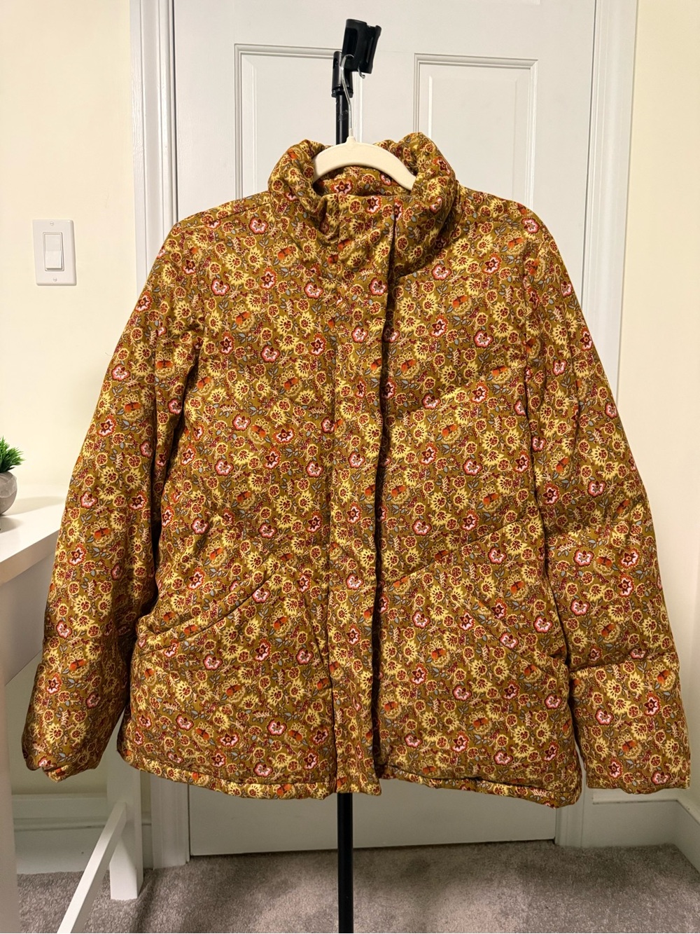 Madewell Corduroy Puffer Jacket Mumbai Floral Savannah Moss Size M